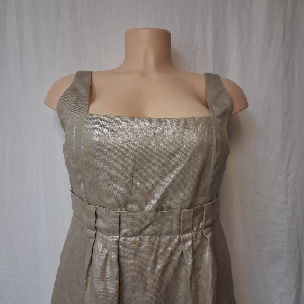 Kenneth Cole Reaction Shimmering Silver Metalic Obobe Knee  Midi Dress Sz 6 - Picture 15 of 16